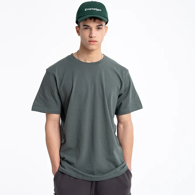 Мужская хлопковая Тяжелая футболка, простая футболка OEM 250 г/м2 270 г/м2