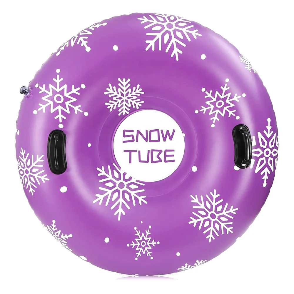 Purple Winter Sports Outdoor Inflatable PVC Heavy Duty Snow Tubes Snow Sled With Handles for Family Adults Kids