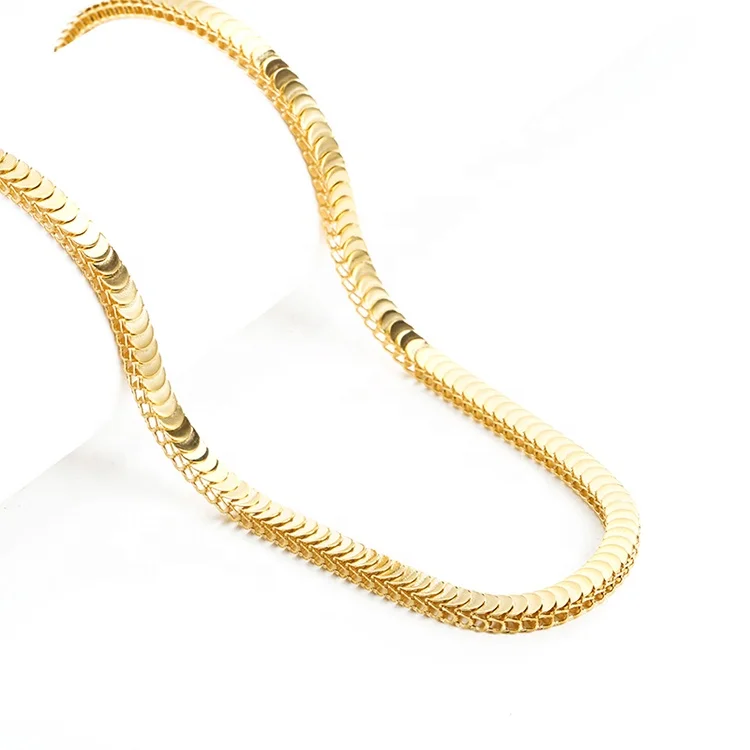 New Jwelleries Stainless Steel Gold Plated Snake Bone Scales Long Chain Necklace For Women Men