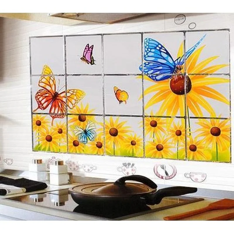 Kitchen Oil Proof Removable Wall Stickers Home Art Fruit Vegetables Pattern Wall Decor