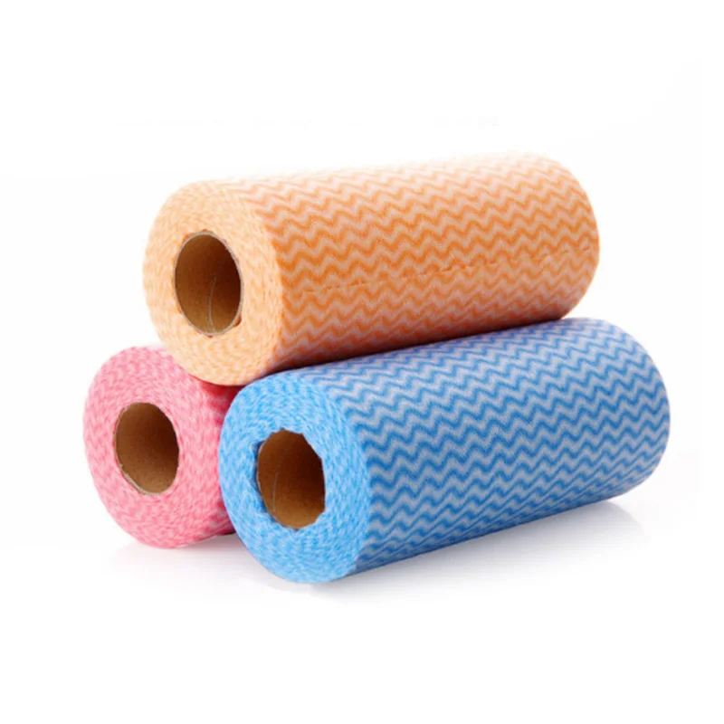 Customized OEM  Rolled Disposable Rag Multi-functional Dishwashing Cloth Household Kitchen Cleaning Cloth Non-woven Lazy Rag