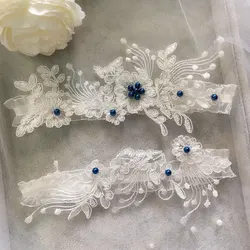 LW-34 Sexy Lace Flower Crystal Rhinestones Pearls Wedding Garter Belt for Bridal Thigh Leg decoration