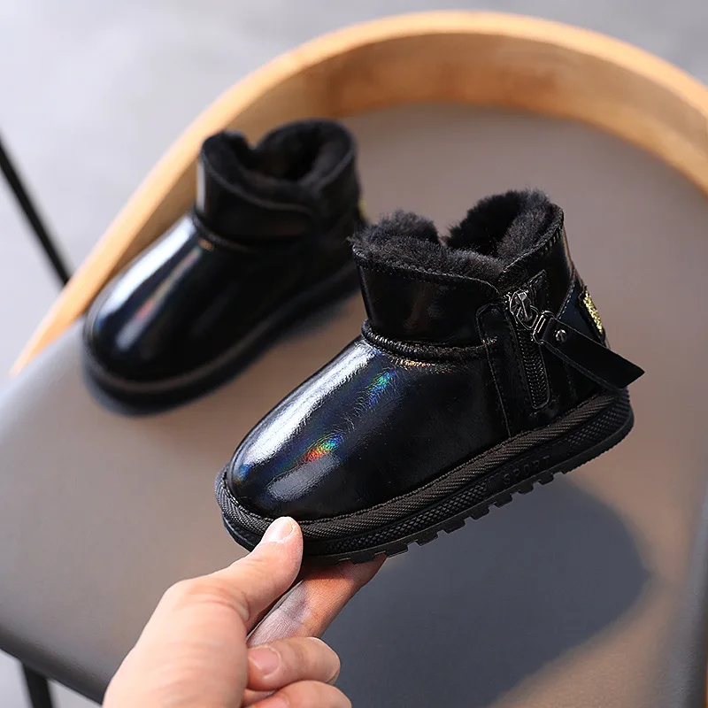 Вельветовые Теплые зимние детские сапоги из ТПУ; Зимние сапоги; Меховые для детей