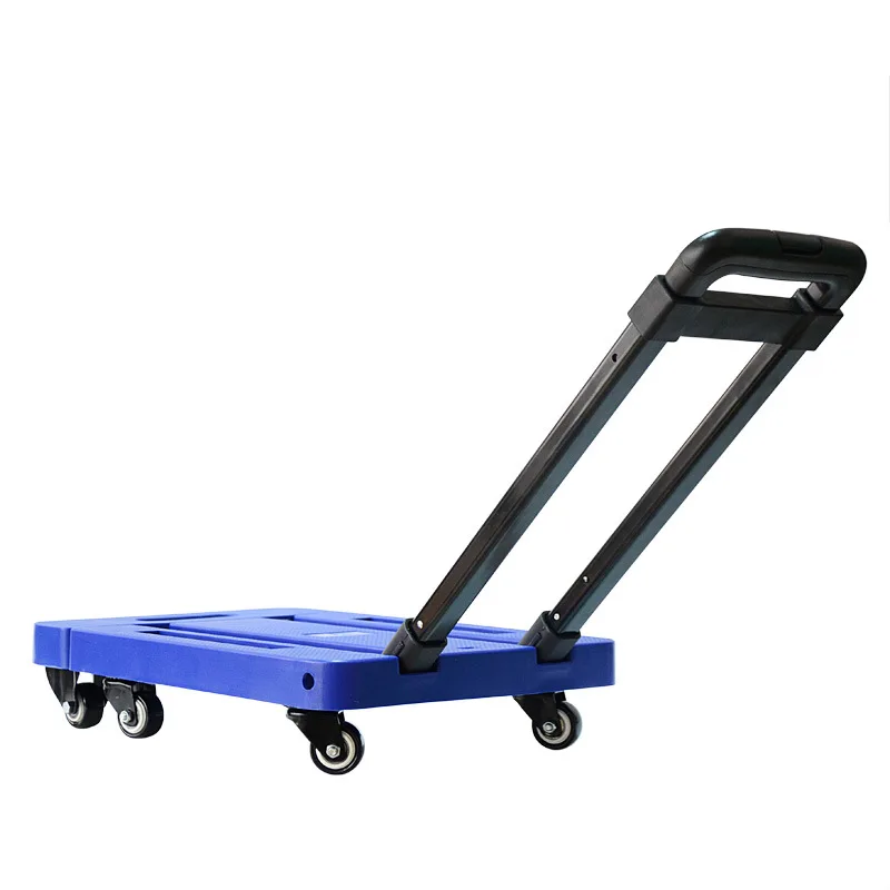 6 Wheels Fold Up Hand Cart, Portable 440lbs Capacity Heavy Duty Luggage Cart, Utility Dolly Platform Cart