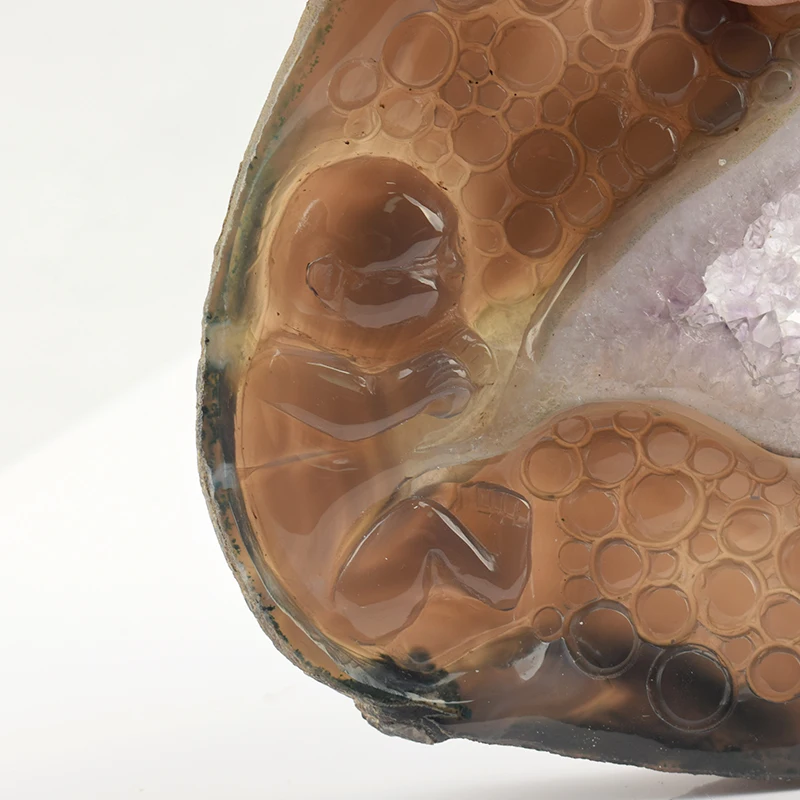 Natural Mineral Semi Precious Stone Hand Carved Realistic Agate Amethyst Geode Crystal Embryo sculpture
