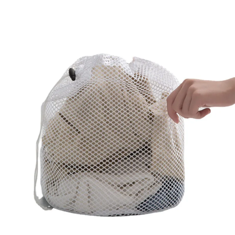 Drawstring laundry bag fine mesh  thickened net pocket large laundry net pocket drawstring in stock wholesale