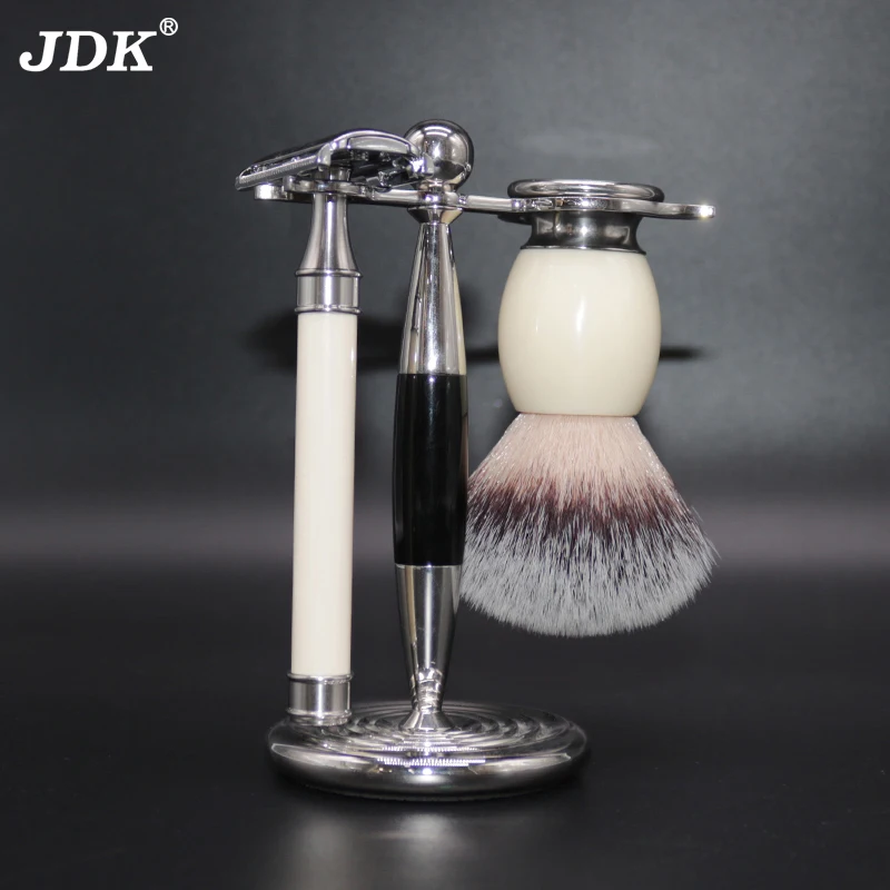 JDK High Quality resin Acrylic handle Safety Razor Zinc Alloy double edge safety razor shaving brush set