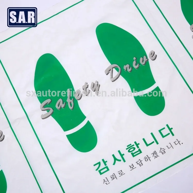 Sigle-use  White Paper Waterproof Car Floor Mats With Printed Feet