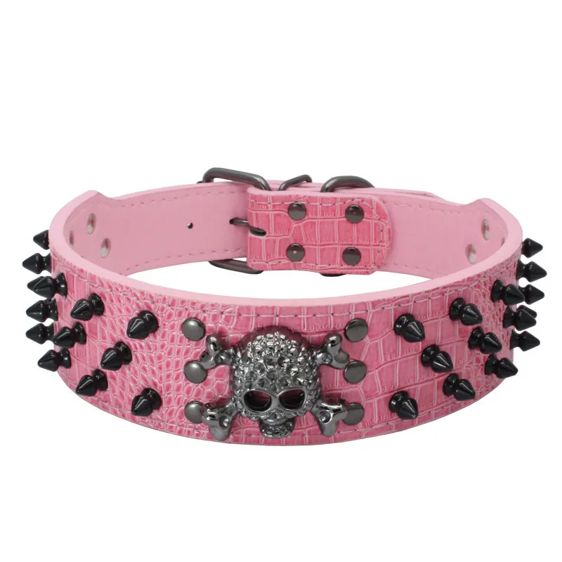 Black Rivet Pet Collar PU Dog Chain  Dog Collars  for Medium Large Pet