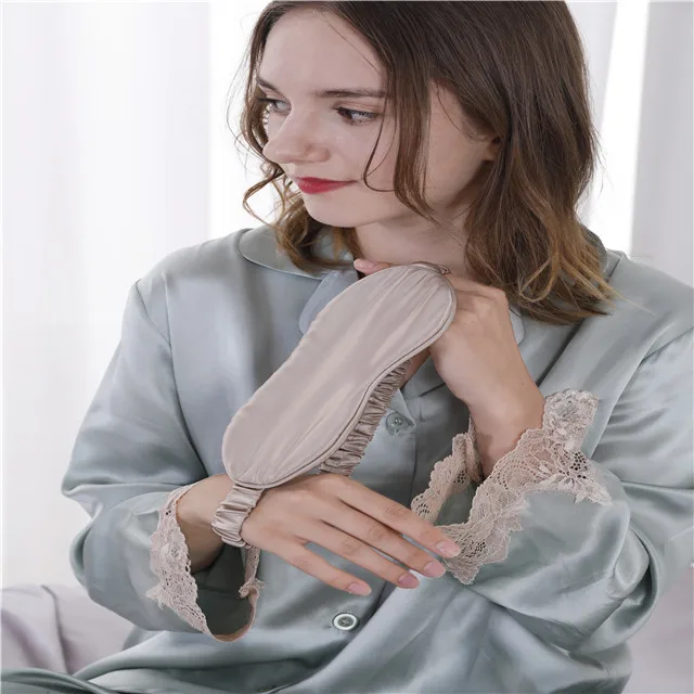 Jili Pink 22MM custom 100% pure mulberry silk sleep eye mask with adjustable strap and bag