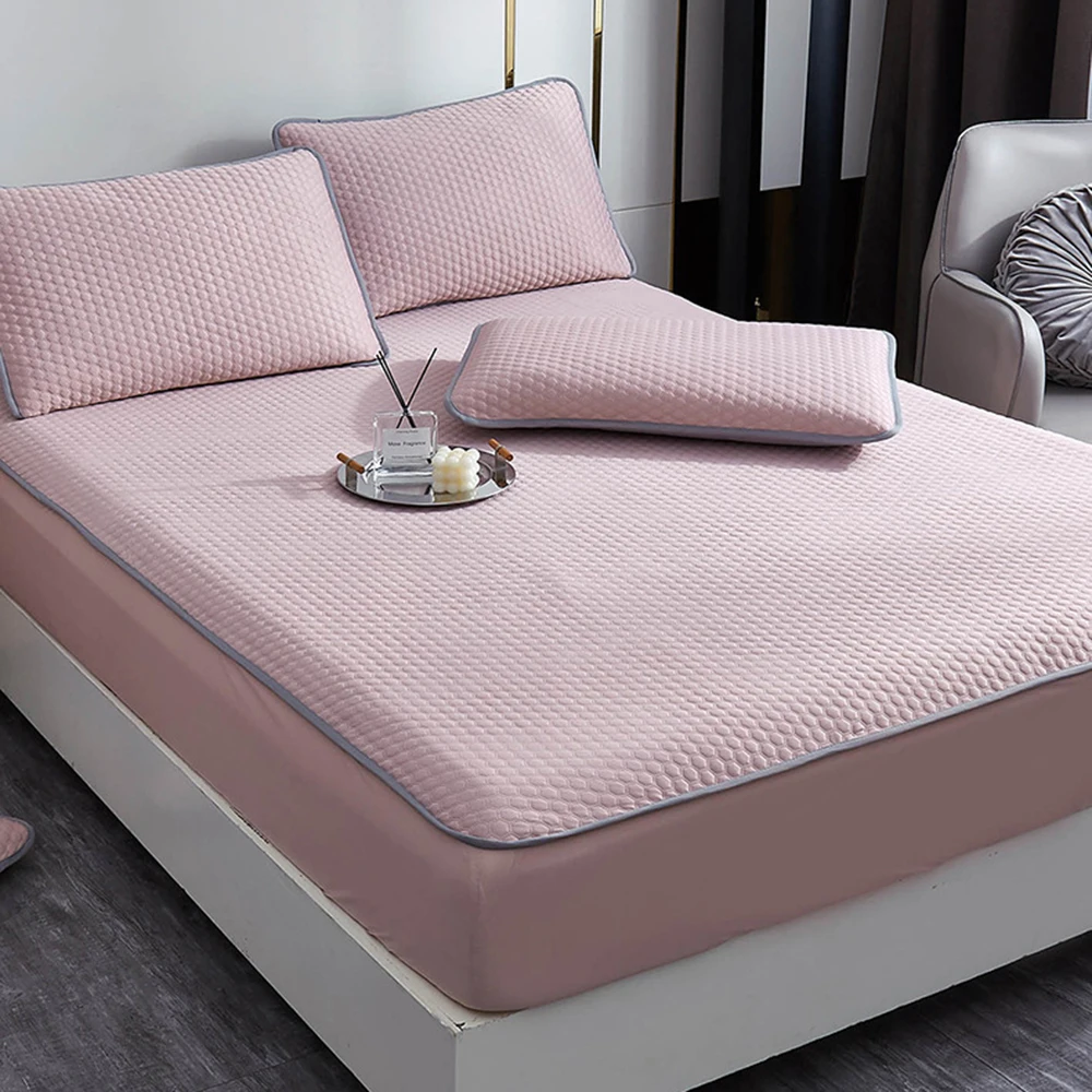 Modern Ultrasonic Mattress Protector Bed Cover Ice Cooling Fitted Bed Sheet Set For Summer