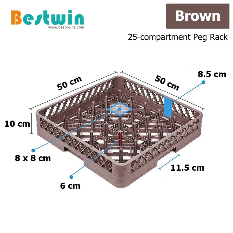 64/25 Peg Plastic Plate Tray Divider Dish Storage Rack Commercial Dishwahser Basket