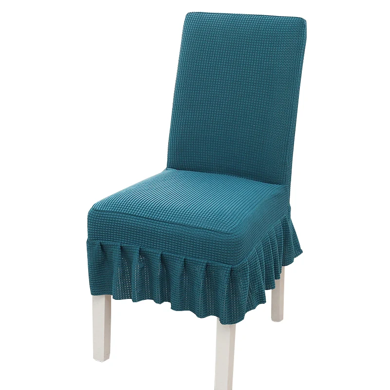 Manufacturer direct selling pure color simple household skirt seat cover backrest cushion integrated dining table chair cover un