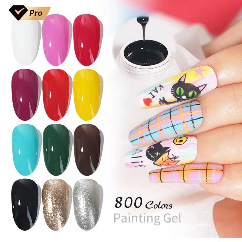 R S Nail Factory Direct Sale 800 Colors Painting Gel Adhesive Creamy Nail Painting Design Color Gel Nail Beauty Salon Supply