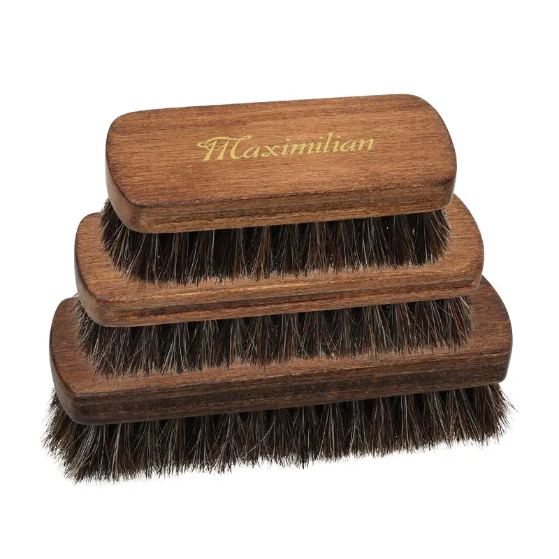 Factory Wholesale Custom Logo Premium Wooden Horse Hair Shoe Shine Brush Sneaker Shoe Cleaning Brush