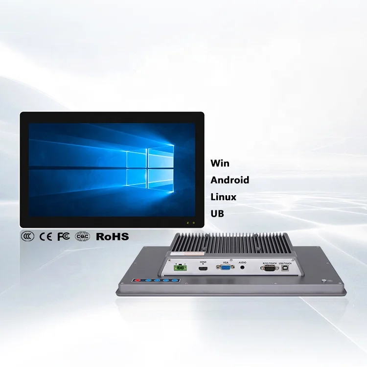 15,6 дюймов IP65 водонепроницаемый емкостный промышленный безвентиляторный HD ЖК-дисплей мини-ПК встроенный сенсорный экран монитор