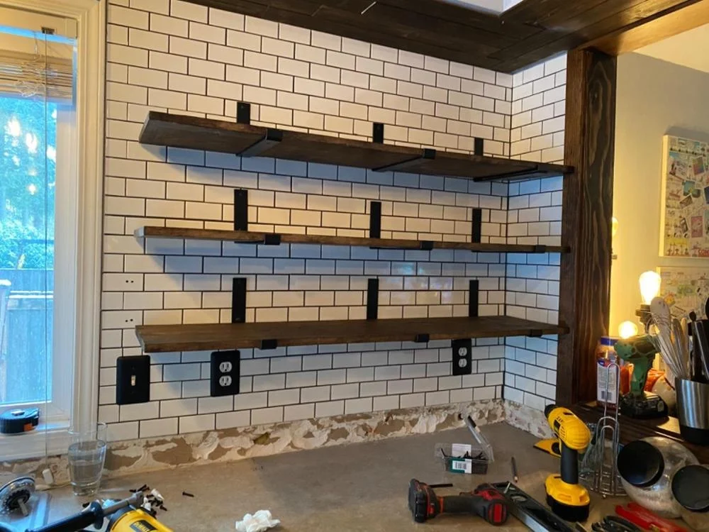 12 Inch 2PCS Heavy Duty Black Wall Bracket with Lip for kitchen bathroom Floating Shelves Rustic Iron Metal Shelf Bracket