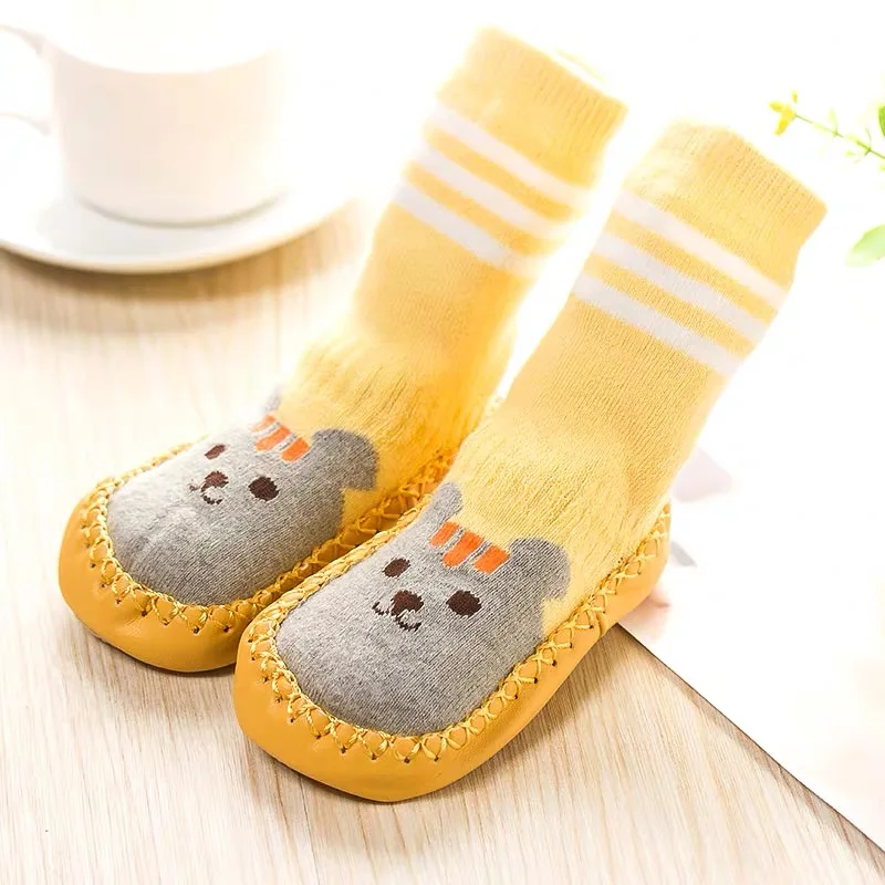 HEPOLILO Baby Jacquard Floor Socks Slippers Leishoes Socks with Rubber Soles Baby Anti-slip Socks