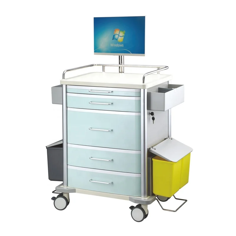 New Arrival Nursing Trolley Cart Computer Trolley Endoscopy Trolley With Box
