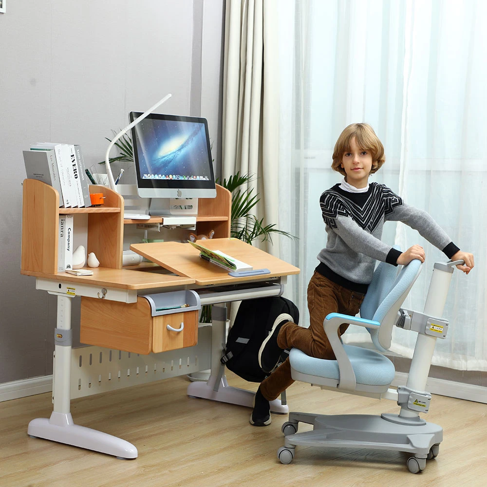 Ergonomic Kids Study Table and Desk OEM ODM Kids Study Table with Bookshelf and Chair