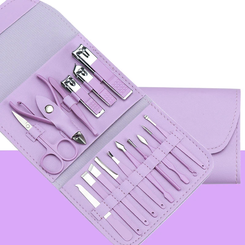 OEM New Wallet Manicure and Pedicure Set 16 Piece Set Nail Clipper for Gift Carbon Steel Daily Nail Care Tools Personal Care