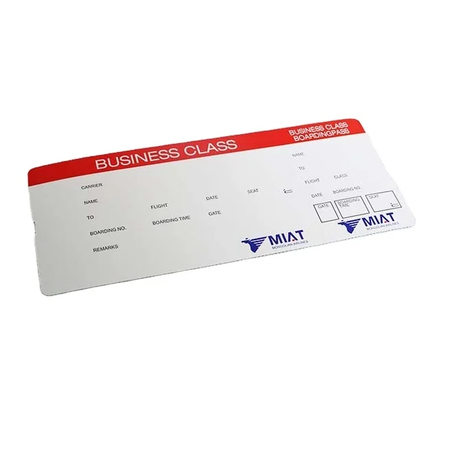 Hot Selling Airline Flight Ticket Printing Airline Boarding Pass MOQ1000pcs