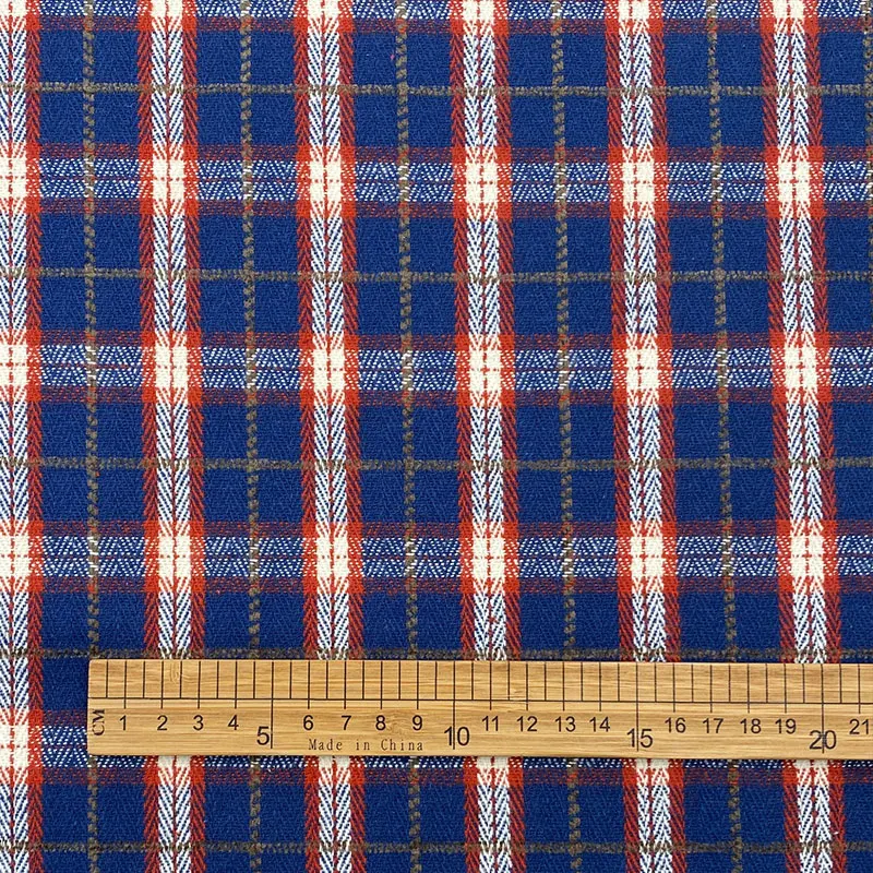 Fashion vest scarf man women small check plaid herringbone flannel 95% cotton blended 5% chenille shirt fabric