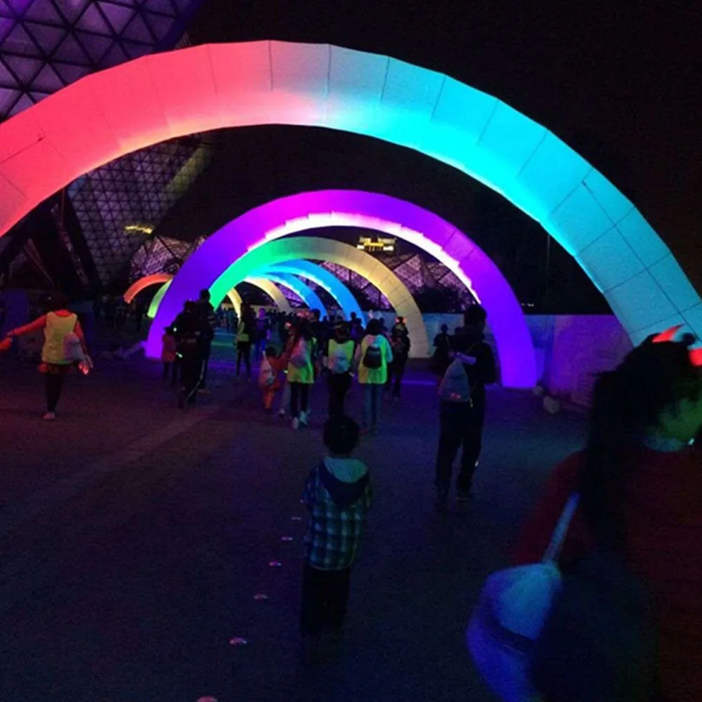 wholesale Large Round Inflatable Arch With led Lighting Decoration Wedding Party Event Rainbow Archway Entrance