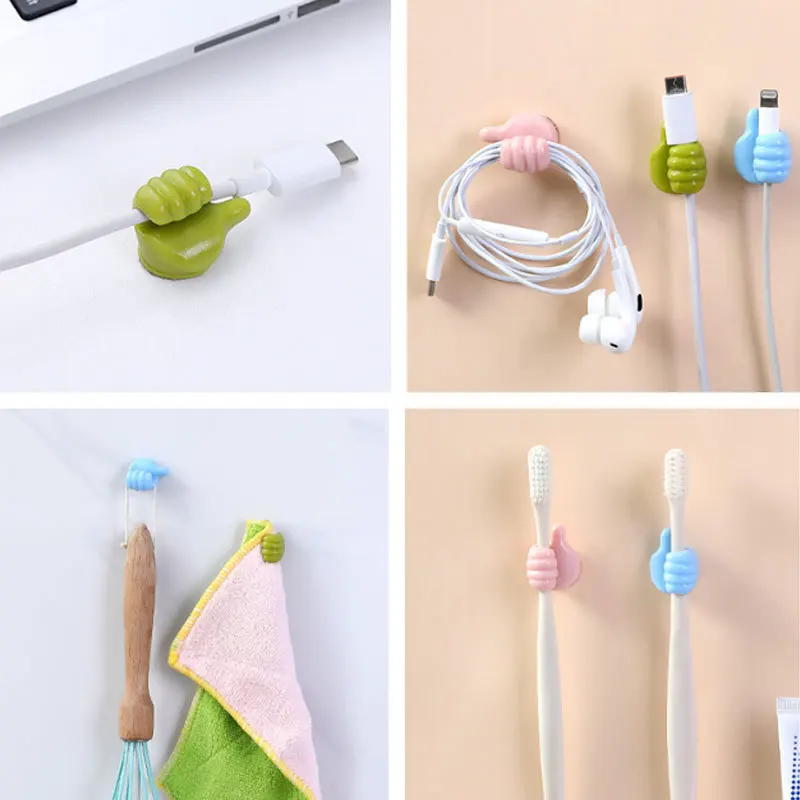 Wholesale Cute Thumb Hooks Wire Organizer Wall Hooks Hanger Strong Wall Storage Holder For Kitchen Bathroom