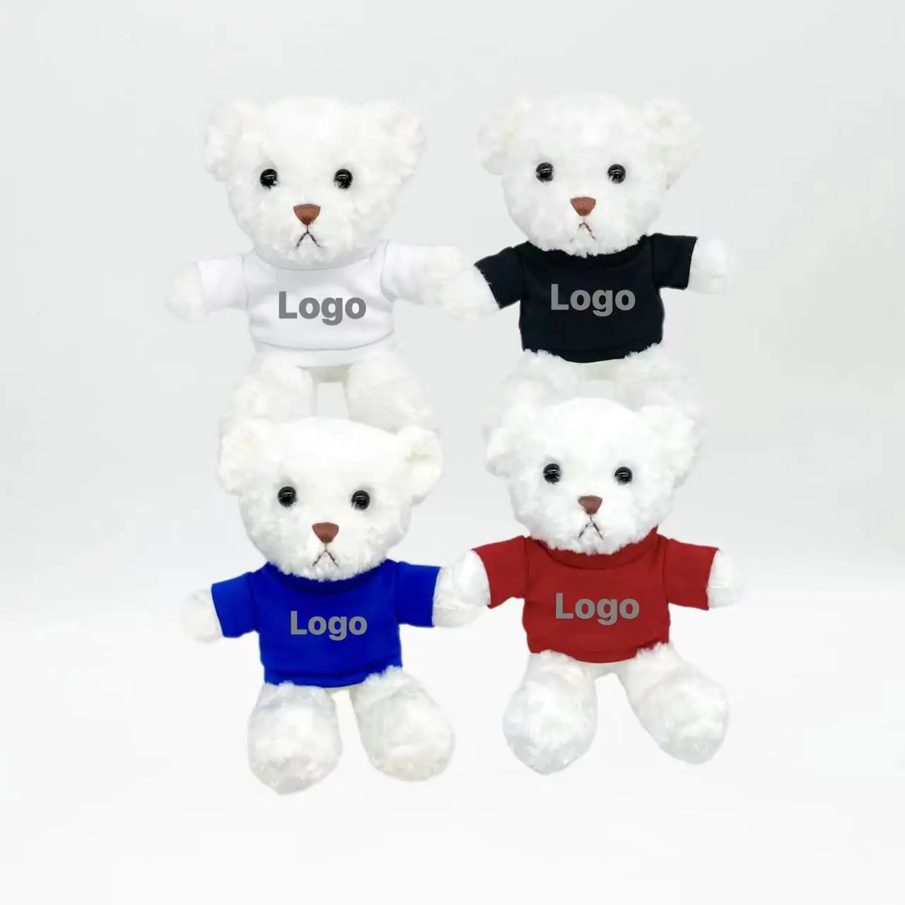 CPC Customize Stuffed Animal plush Bear with T-Shirts  Sublimation 22cm  Teddy Bears with  Logo Shirts   Plush gifts