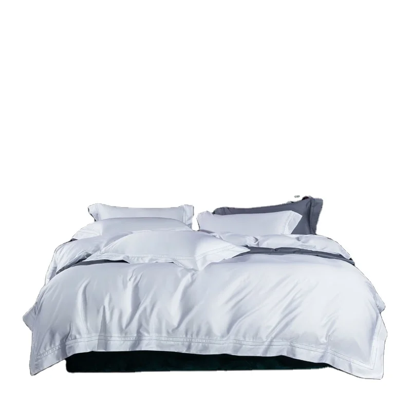 Silky Soft Home  White Cotton Bed Sheets 100% Satin Cotton Bedding Set From China