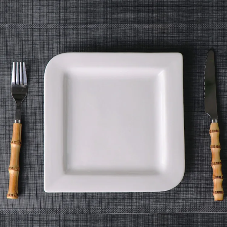 30cm Irregular square plate ceramic porcelain restaurant plate thick good quality Anti-fall dinnerware