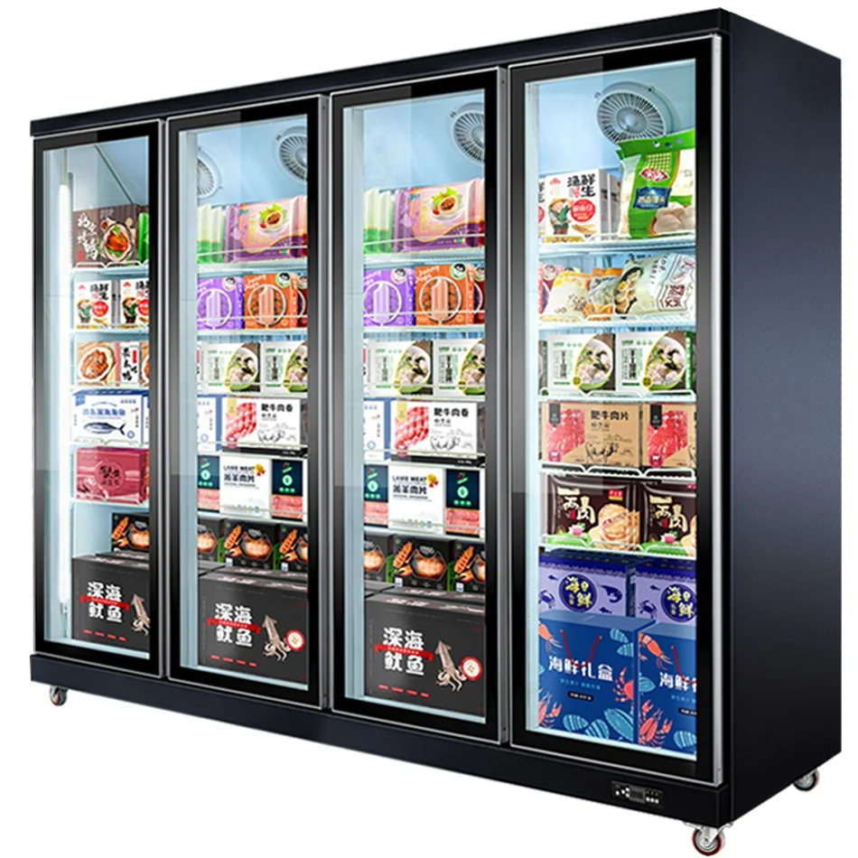 Cheap price big refrigerator standing commercial vertical display freezer for meat