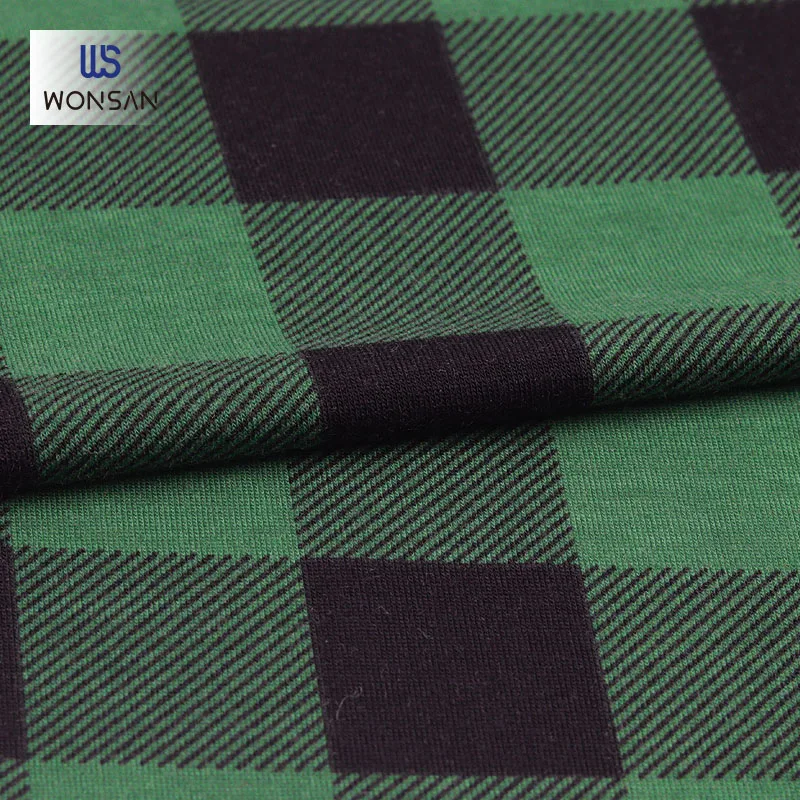 China High Quality Polyester Spandex Garment T-shirt Cloth Yarn Dyed Plaid Printed Jersey Knitted Fabric