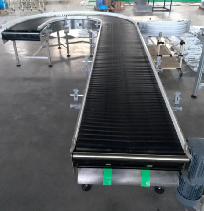 plastic slat chain flexible guide rail aluminum profile conveyor for food industry