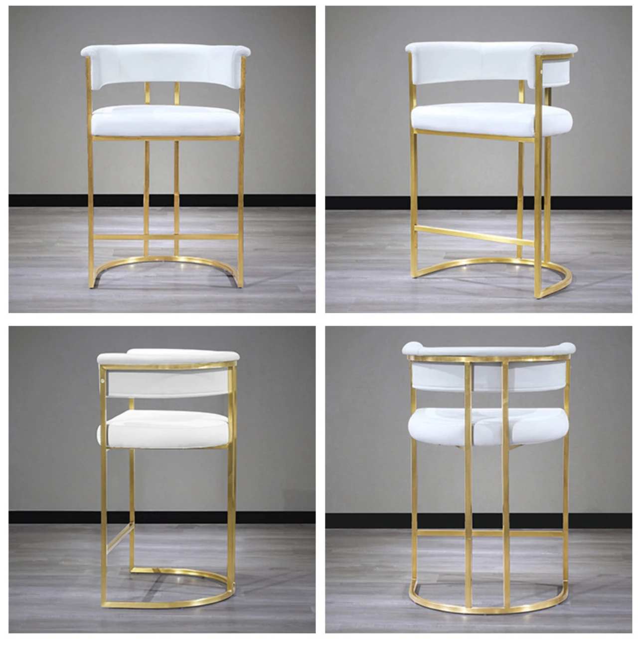 custom modern design metal stainless steel legs cashmere velvet bar stool chair coffee bar stool