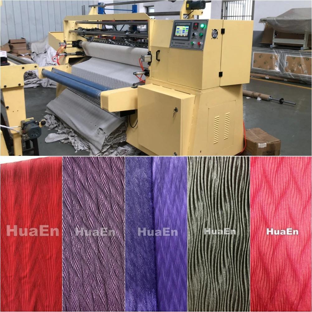 China manufacturer HuaEn  fabric textile skirt dress shirt scarf shawl curtain ruffle making machine pleating machine 2000mm