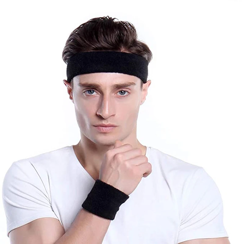 Moisture Wicking Athletic Cotton Terry Cloth Sweatbands Sports Headband
