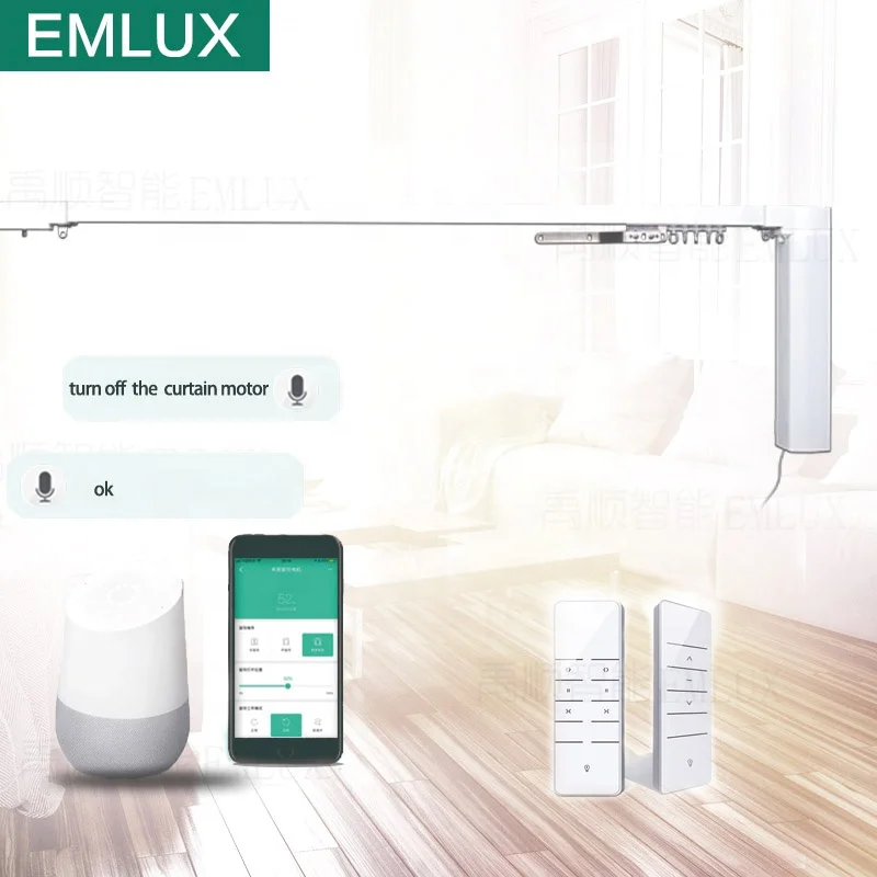 wireless electric curtain remote control motorized home automation motorized stage curtain  track rail motor