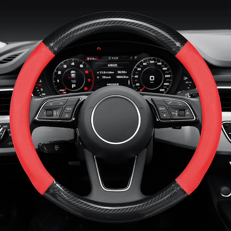 Dedicated for Mitsubishi Steering Wheel Cover Lancer Outlander Eclipse Montero Pajero ASX Mirage Carbon Fiber Auto Accessories