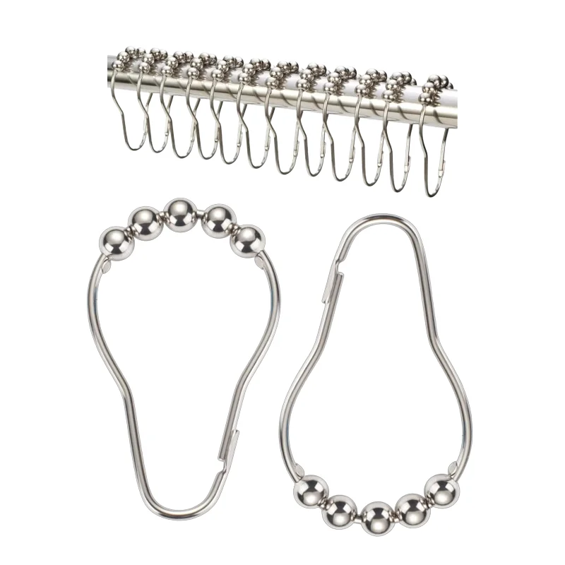 Shower Curtain Hangers Stainless Steel Shower Curtain Hooks Rings for Bathroom Shower Rods Set of 12 pcs