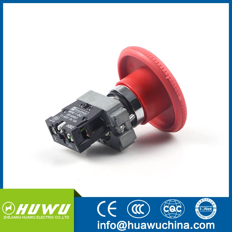 HUAWU XB2-Bs642 60mm mushroom head turn to release red emergency stop push button switch