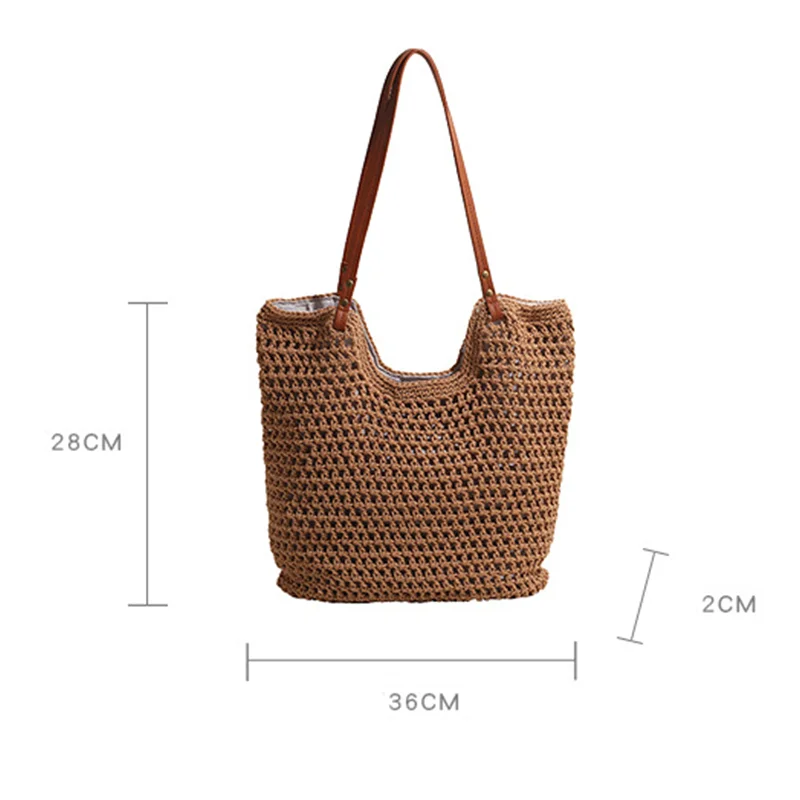 Retro handmade woven bag leisure cotton line shoulder bag woolen Tote bag for shopping