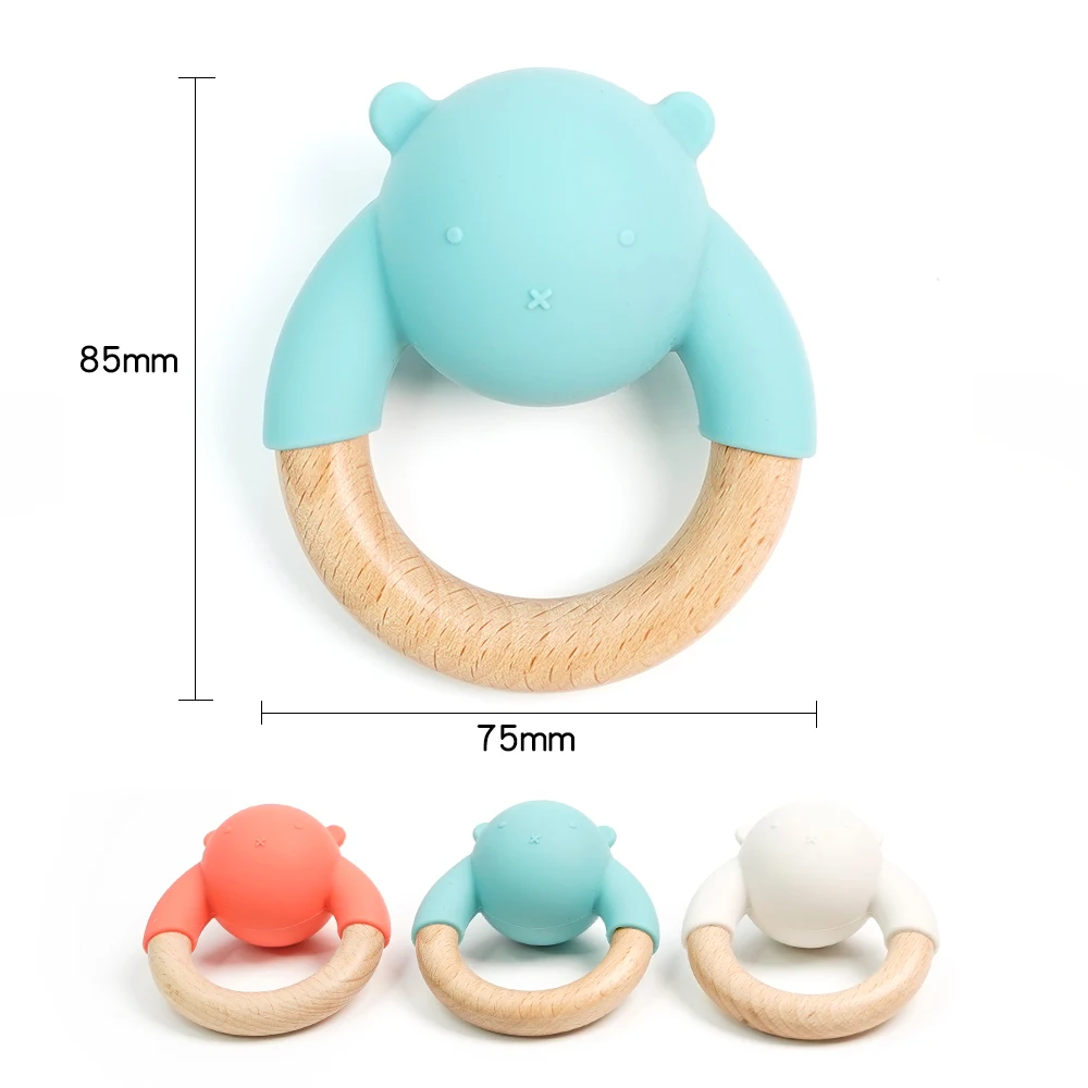 Factory Price 100% Food Grade Silicone Baby Rattle Silicone Baby Teether Two in One Silicone Baby Teether