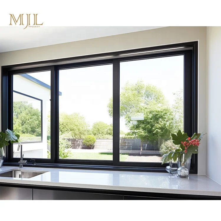 MJL latest simple design aluminium window 2 track resistant heat insulated sliding glass windows