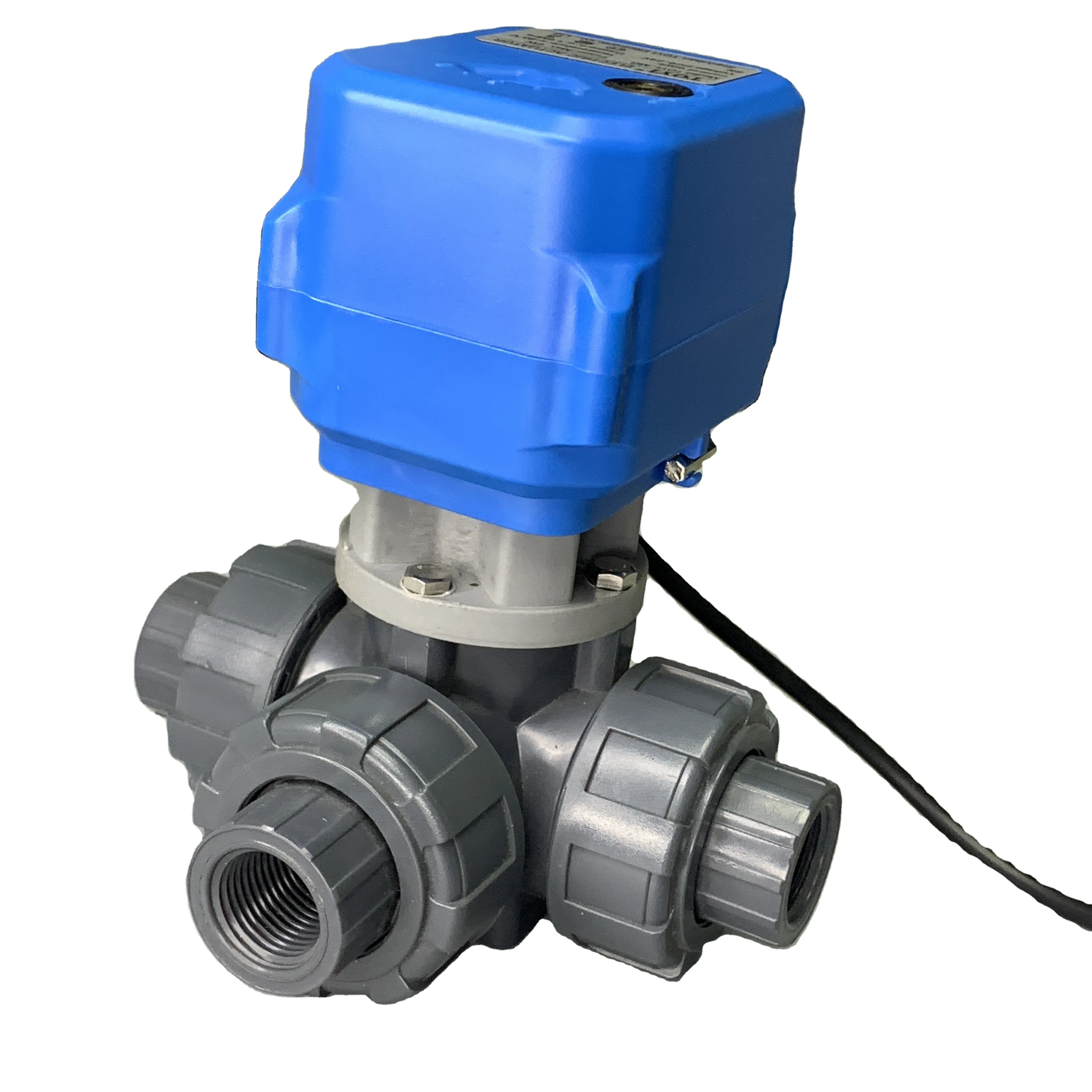 TOYI MO Electric 3-Way UPVC/PP Motorized Control Ball Valve with Double Union DN15-DN50 PVC T/L Port OEM Customizable