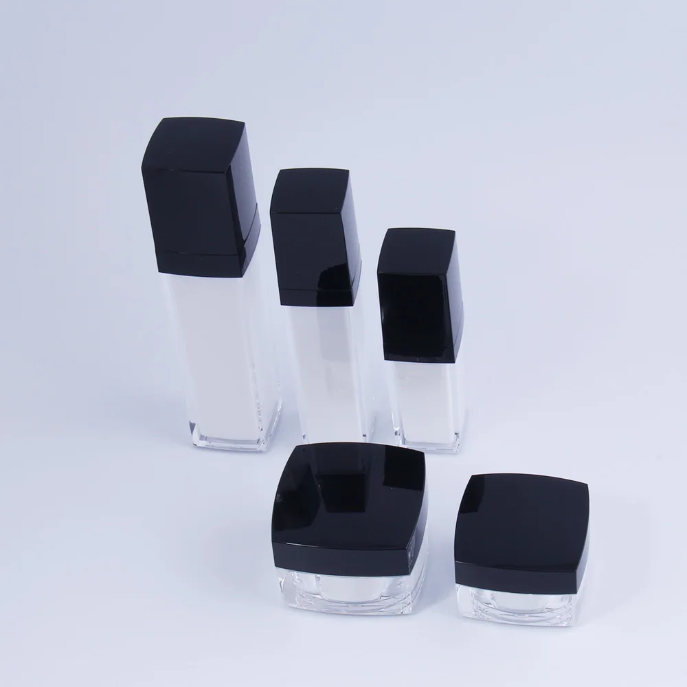 
High quality square cosmetic jar set plastic cream jar 40ml 100ml 120ml plastic lotion bottle jar set 