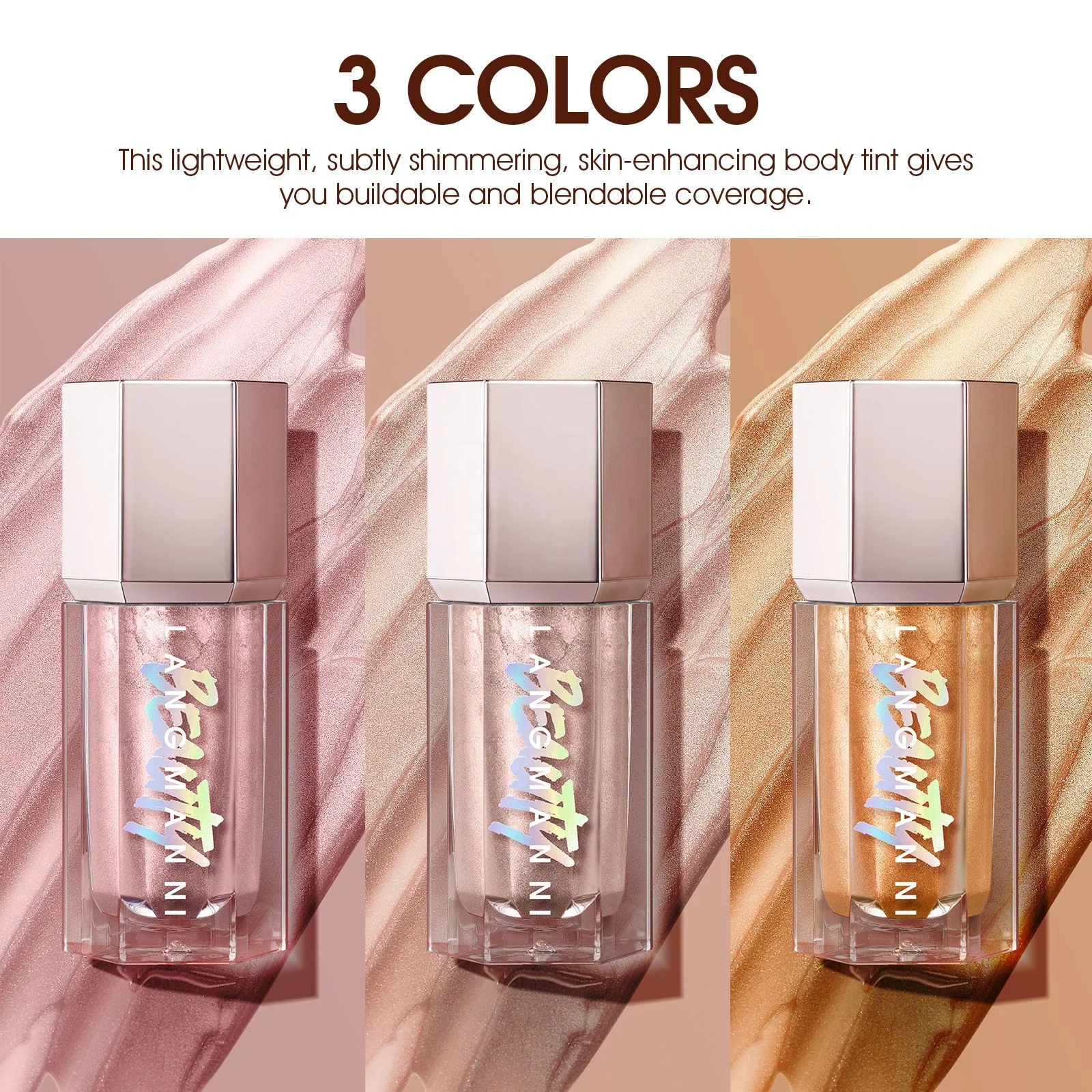 LANGMANNI Monochrome Pearl Light earth color Flashes long lasting sparkly Liquid Highlighter stick for face