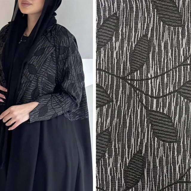 New Chiffon Rayon Woven Jacquard Black Abaya Fabric Polyester Textile for Islam Dress