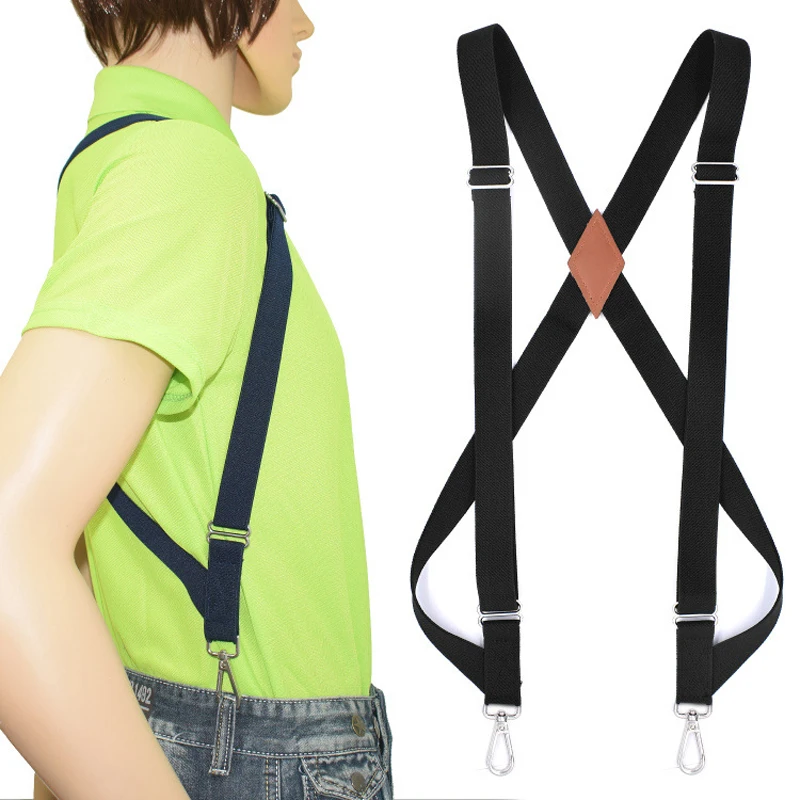 Yiwu Longkang New design classic mens y shape 3 clips hook buckle black elastic adjustable suspenders